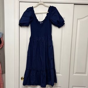 Hill House Louisa Navy Blue Puff Sleeve Nap Dress